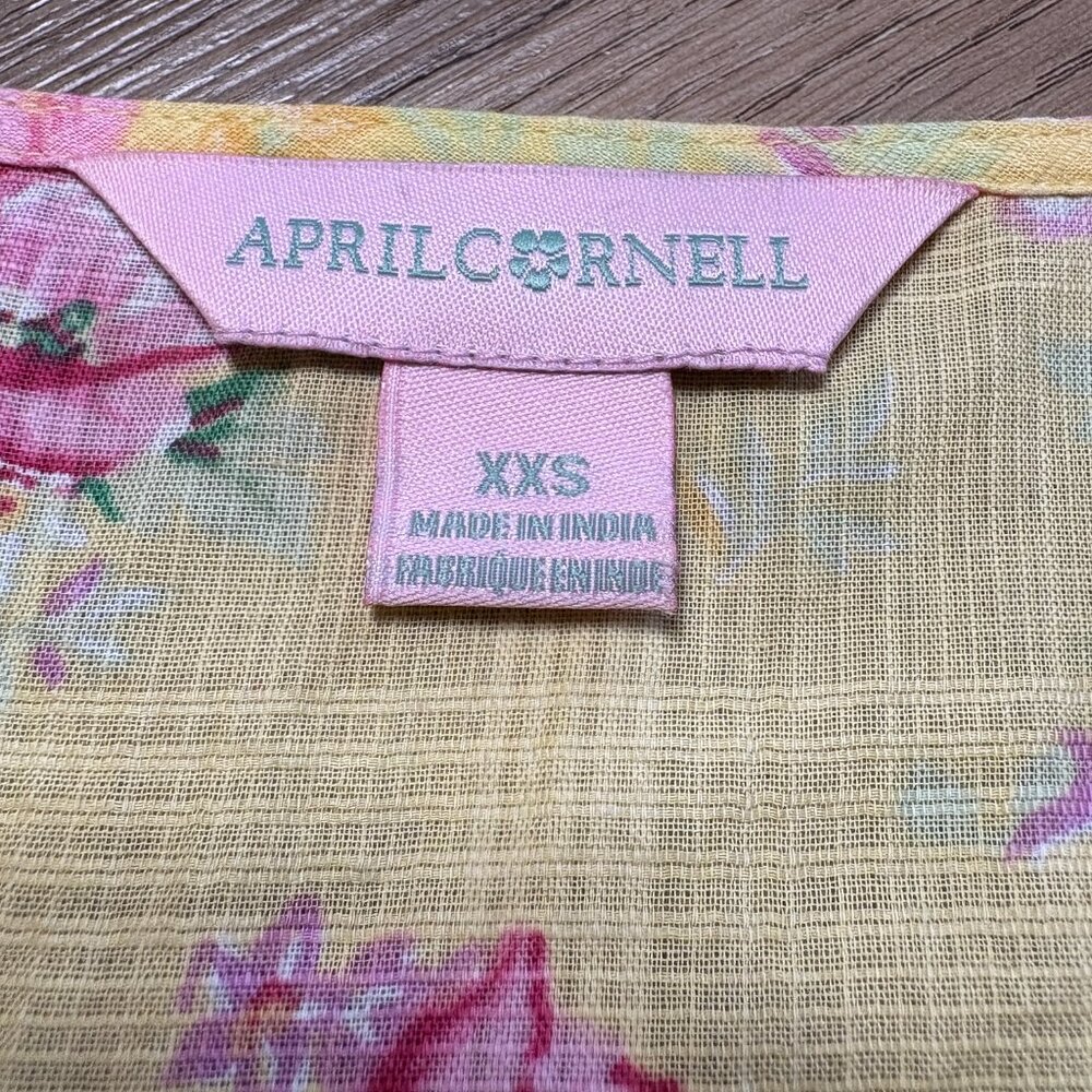 April Cornell Charming Smock Dress blossom yellow floral XXS 4 - 6 XS small - Picture 6 of 12